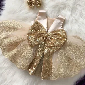 Baby Girl Gold Birthday Dress
