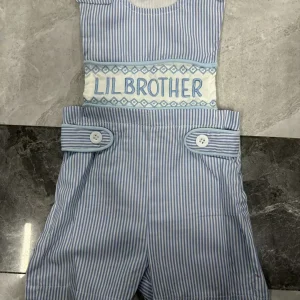 Infant Boy Romper with Letter Embroidery for Summer