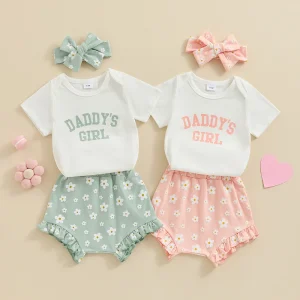 Daddy’s Girl Short Sleeve Romper 3Pcs Clothes Set
